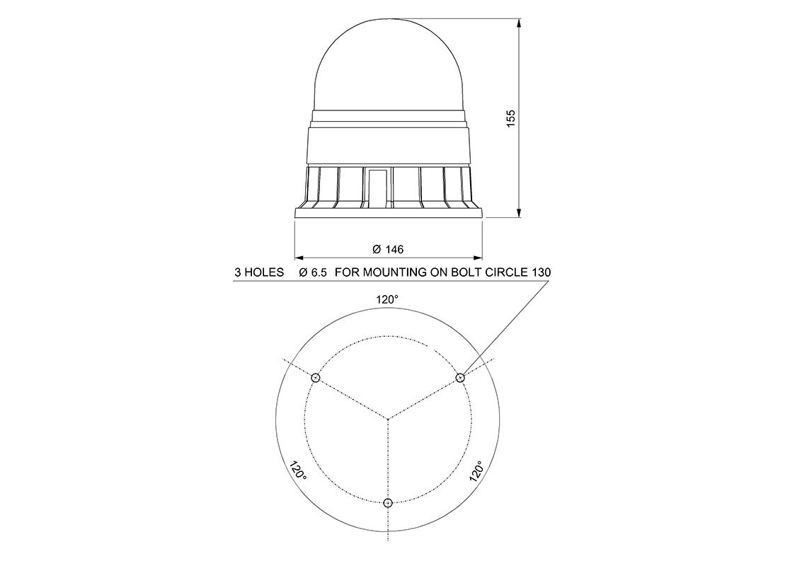 LED Beacon to be screwed rotating light amber     